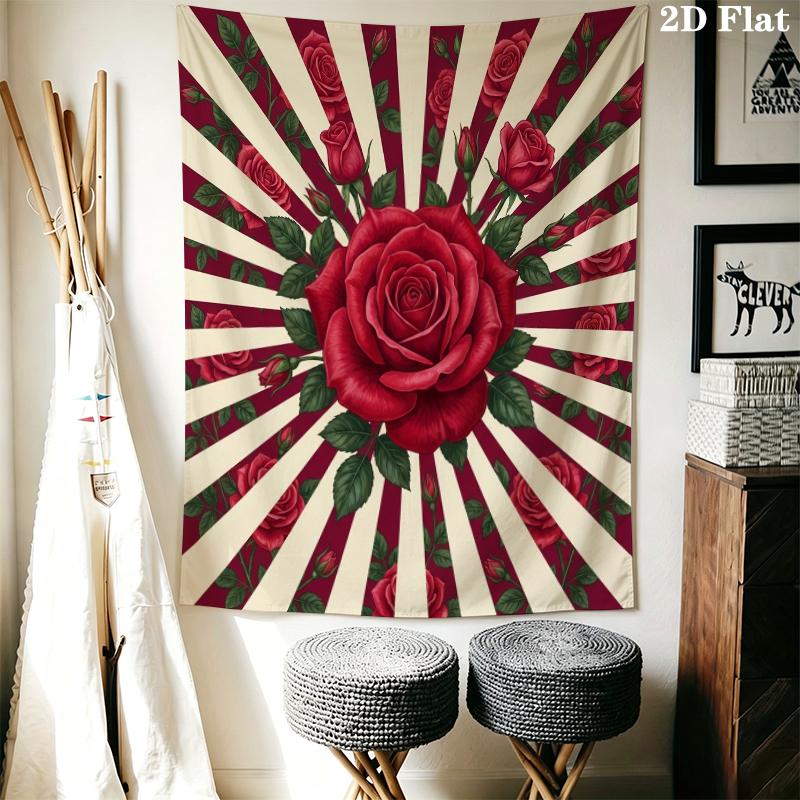 Rose Wall Tapestry Aesthetic Wall Hanging Printed Fabric Blanket Decorative Tapestries for Bedroom Living Room Home Decor