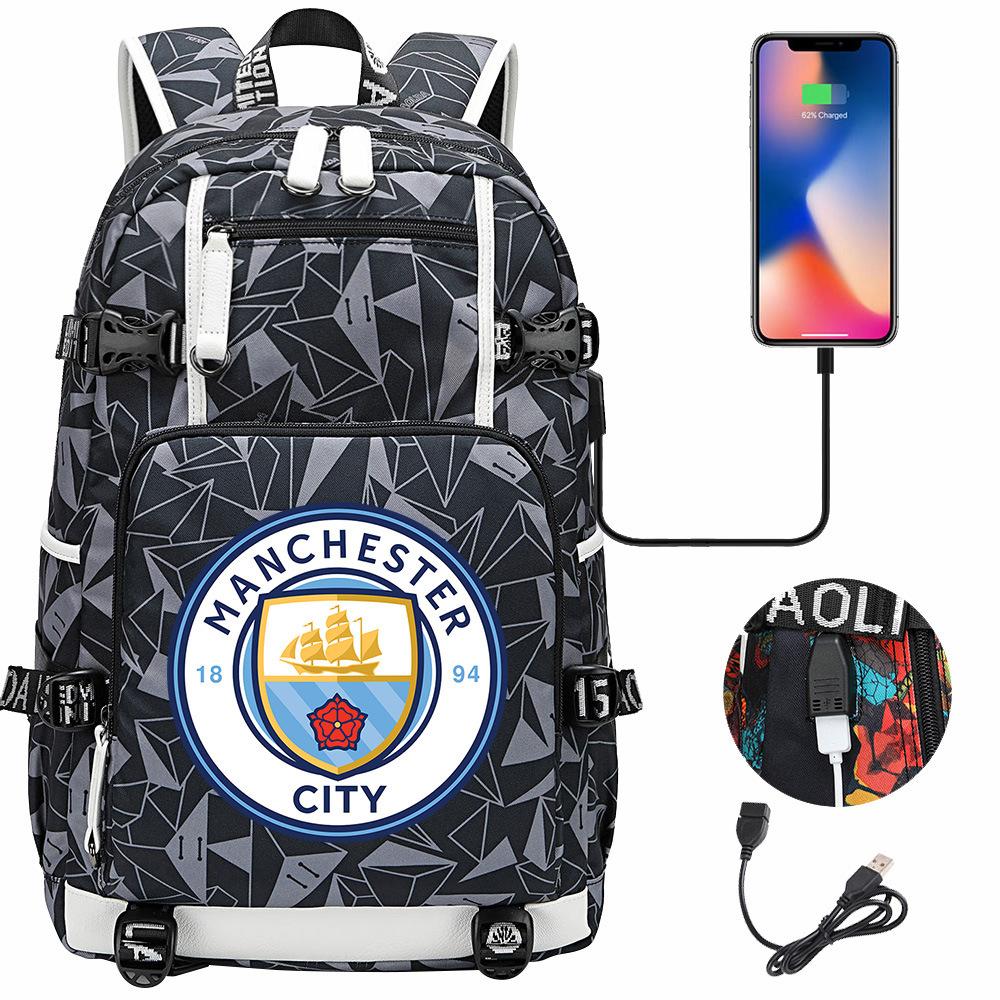 Sports Football Star Usb Printed Youth Middle School Student School Bag Men S And Women S Leisure Travel Backpack 47CMX30CMX15CM