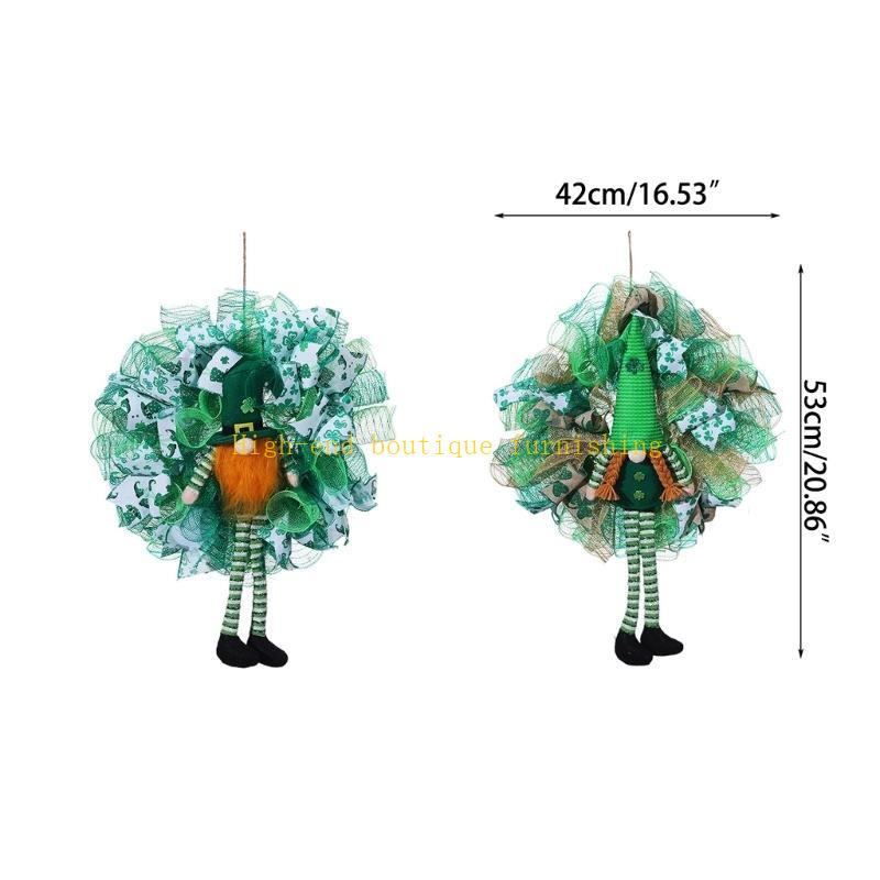 Patricks Day Wreath Gnomes Doll Artificial Wreath Patricks Day Decor