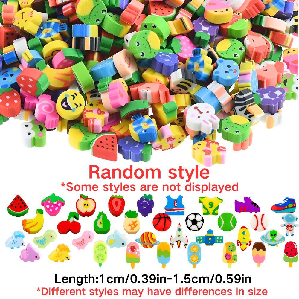 80/300pcs 0.39-0.59inch Cute Cartoon Erasers Team Carnival Present Colorful Gift Fillers School Student Prizes YMY