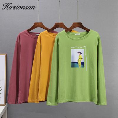 Hirsionsan Χαλαρά T-Shirt με Γραφικά Γυναικεία Καλοκαιρινά Καθημερινά Μπλουζάκια με Στρογγυλή Λαιμόκοψη και Μακρύ Μανίκι Γυναικεία Μόδα Streetwear Μπλούζες που Συνδυάζονται με Όλα