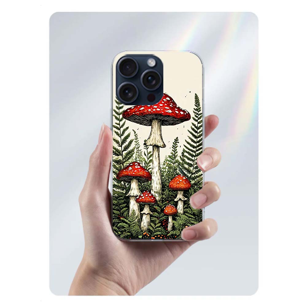 Colorful Mushroom Clear Phone Case For Iphone 17 Air 16 Pro Max 15 Pro 14 Plus 17E 16E 11 13 12 Mini Cover Cases Fundas Cell TPU