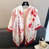 Mori floral simulation silk high-end 111cm large square scarf silk scarf printed shawl sunscreen scarf headscarf scarf
