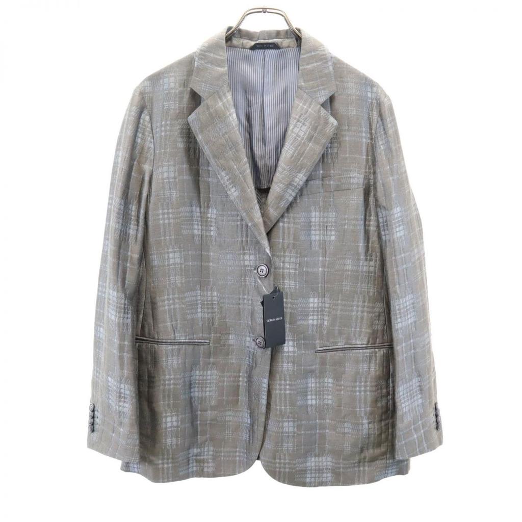 Giorgio Armani Unused Made In Italy Check Linen Blend Tailored Jacket Women Used