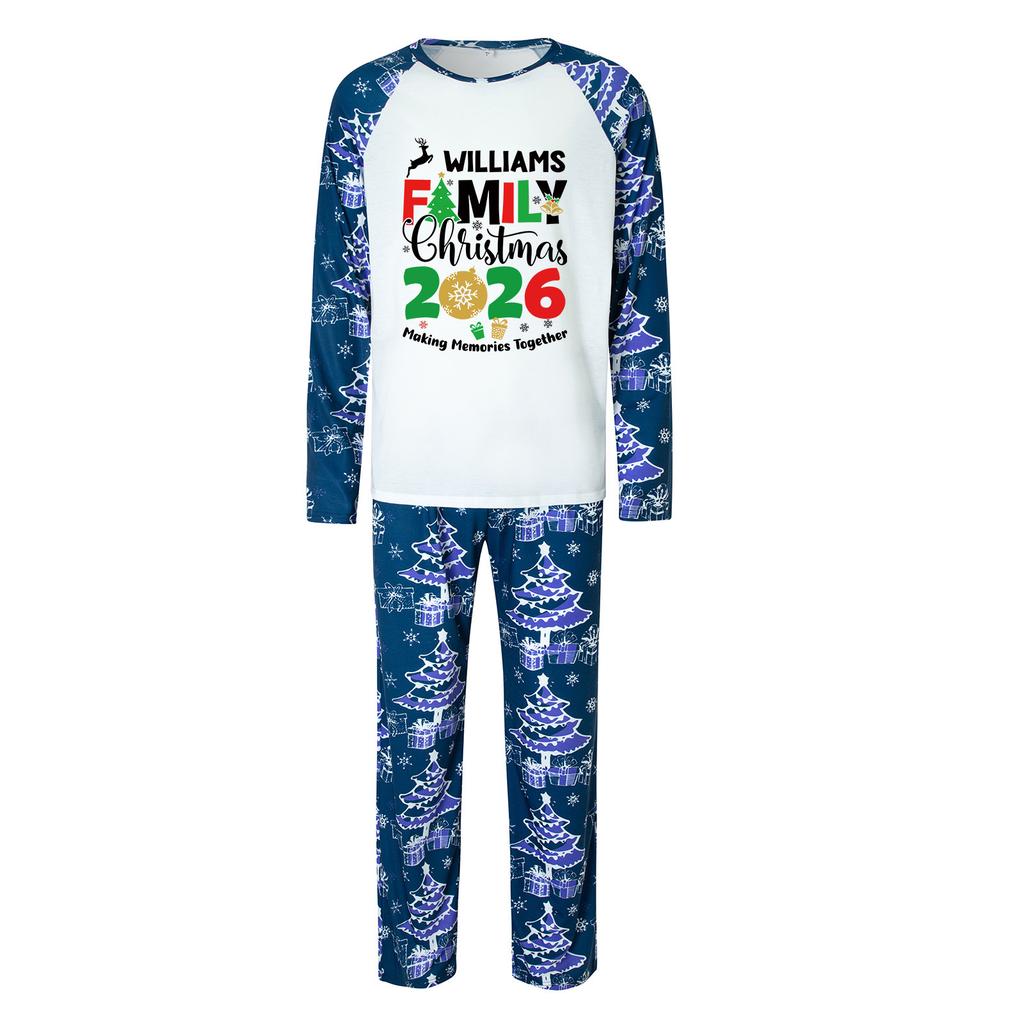 Christmas Matching Family Pajama Set, Neck Long Sleeve Top and Pants Loungewear