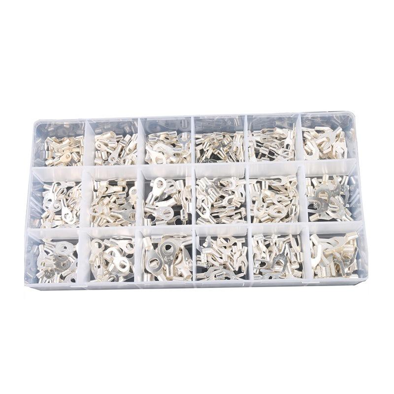 420PCS Bare Cold Crimp Wire Terminals Assortment Box, Uninsulated Copper Cable Crimp Connectors Kit
