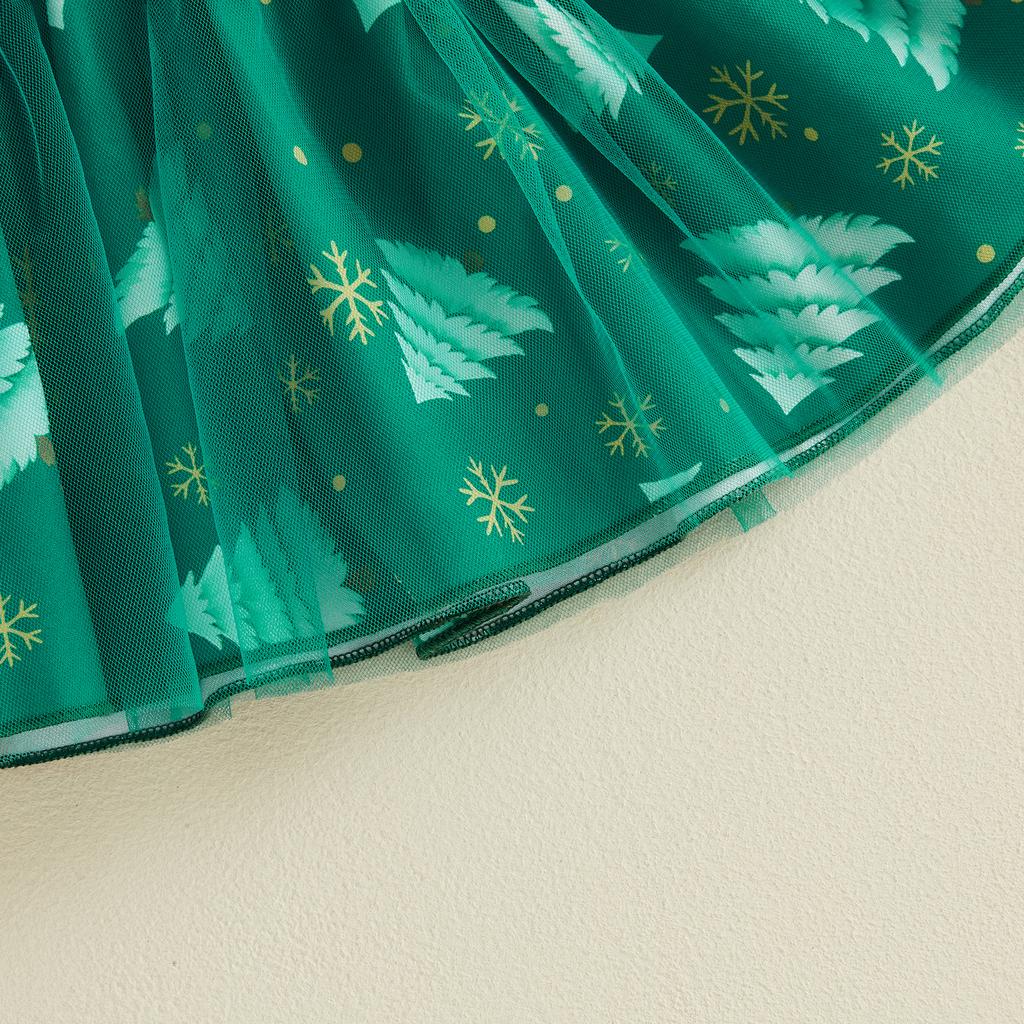 Citgeett Winter Christmas Infant Baby Girl Outfit Print Long Sleeve Romper Tulle Skirt Headband Fall Xmas Clothes