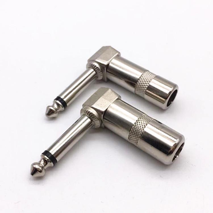 6.35mm 90° Right Angle Mono Guitar Plug, 6.5mm Two-Core Amplifier Audio Connector