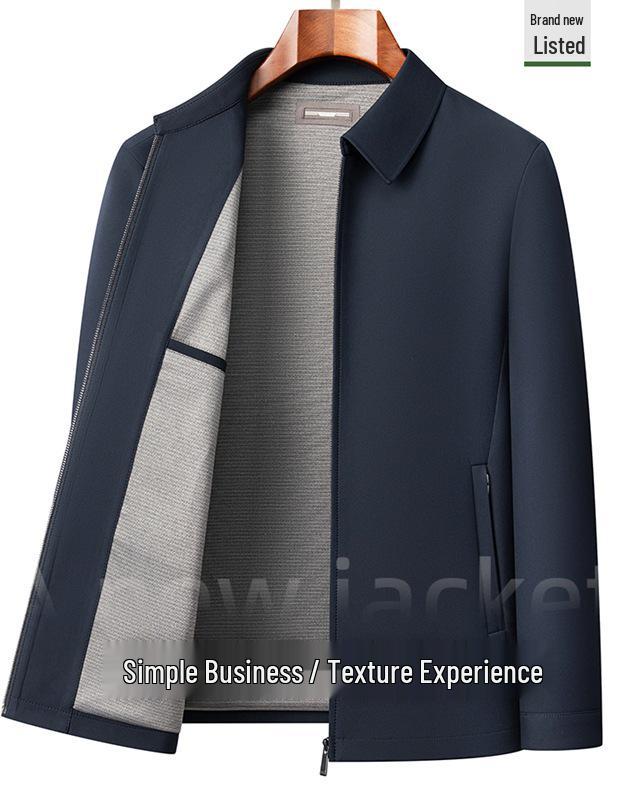 Men's Wrinkle-Resistant Lapel Jacket - Spring/Autumn Casual Business Style for Middle-Aged and Elderly