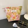 INS Style Vintage Flowers Cosmetic Bag Portable Hand Cosmetic Bag Travel Out Toiletries Storage Bag Makeup Tools Storage Box