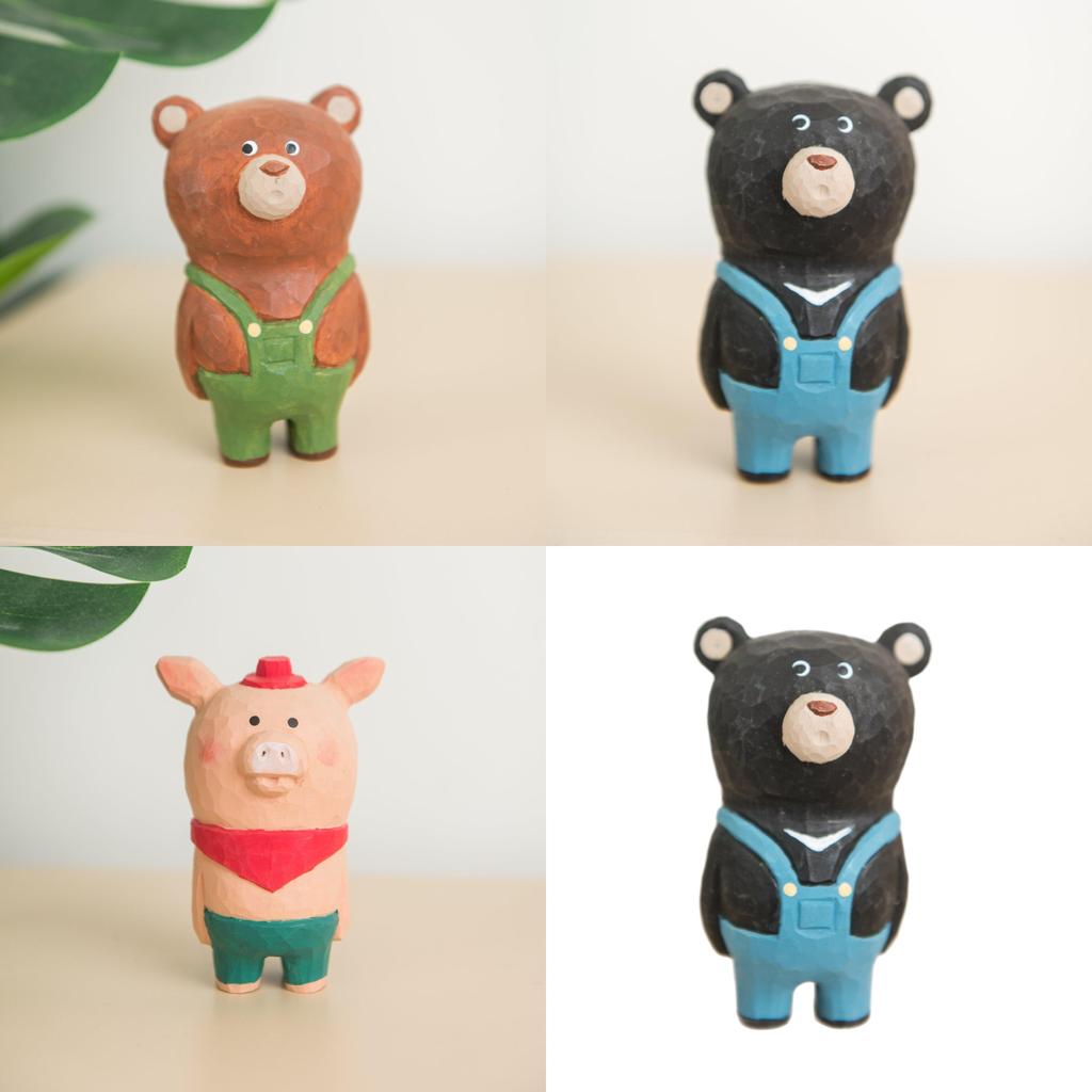 Wooden Handcrafted Bear Figurine Desk Decor With Inspirational Design For Gift Giving