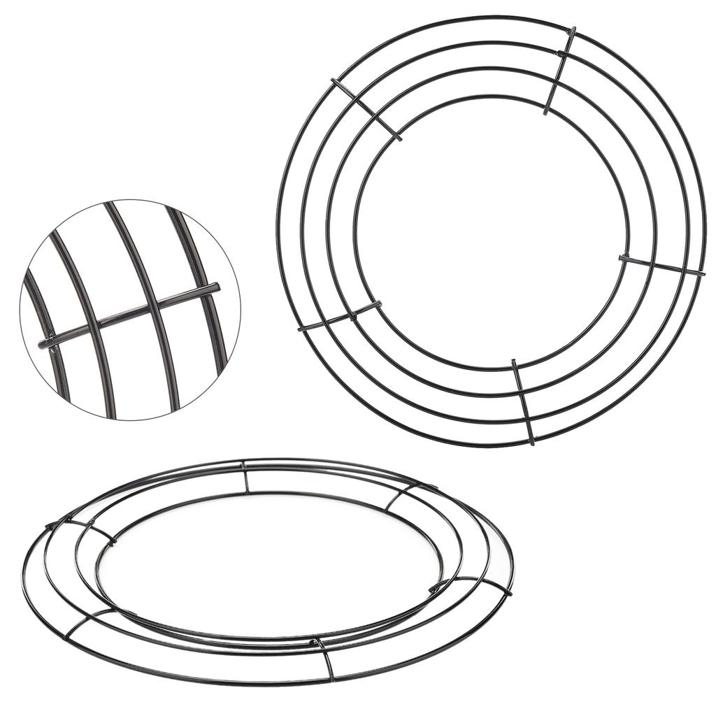 Wire Wreath Frame 35cm Round Metal Wreath Form for DIY Crafts Floral Projects Home Decor with 35m Flower Wire