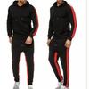 Men's Gray Long-Sleeved Hooded Jogging Set - Sweatshirt & Joggers Fitness Outfit