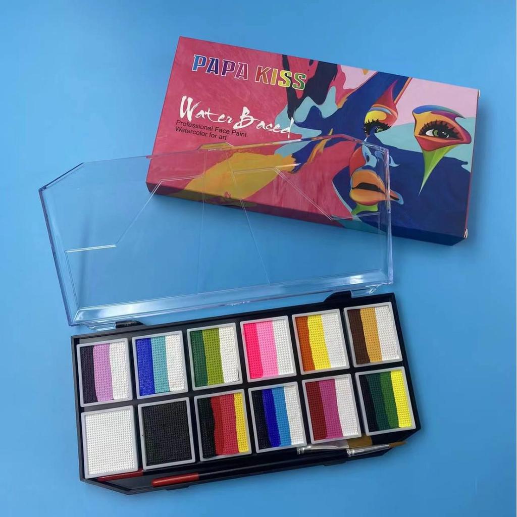 12-Color Patchwork Body Paint: Removable, Brush-Ready, Easy To Apply Halloween Stage Pigment