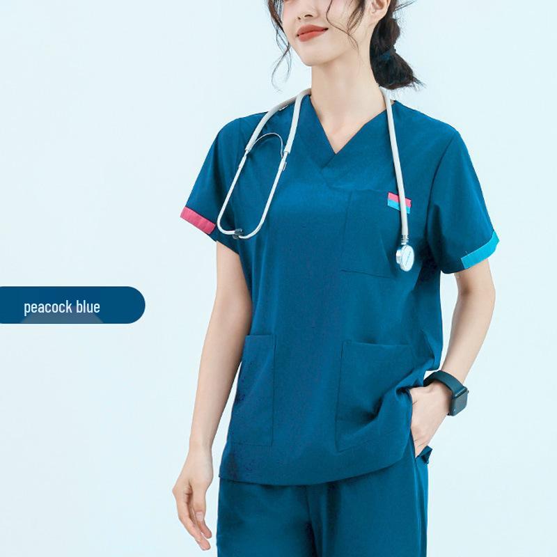 

Женский хирургический костюм с коротким рукавом, быстросохнущий - Дышащий, эластичный наряд для стоматолога/хирурга-стоматолога на лето L