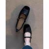 Cowhide version~ French retro single shoes women's summer gentle skirt evening shoes flat one word with ballet Mary Jane shoes