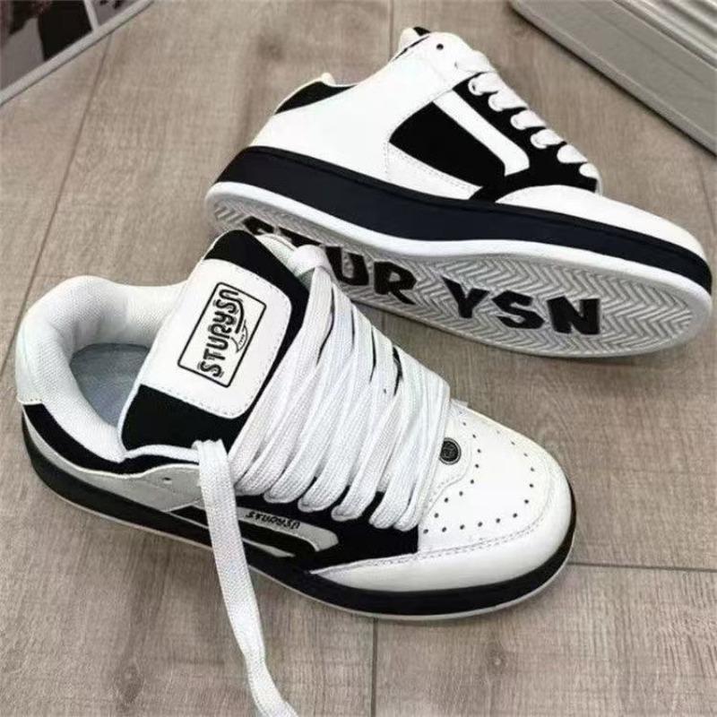 Autumn new niche versatile casual board shoes trend white and black panda color matching platform bread shoes women