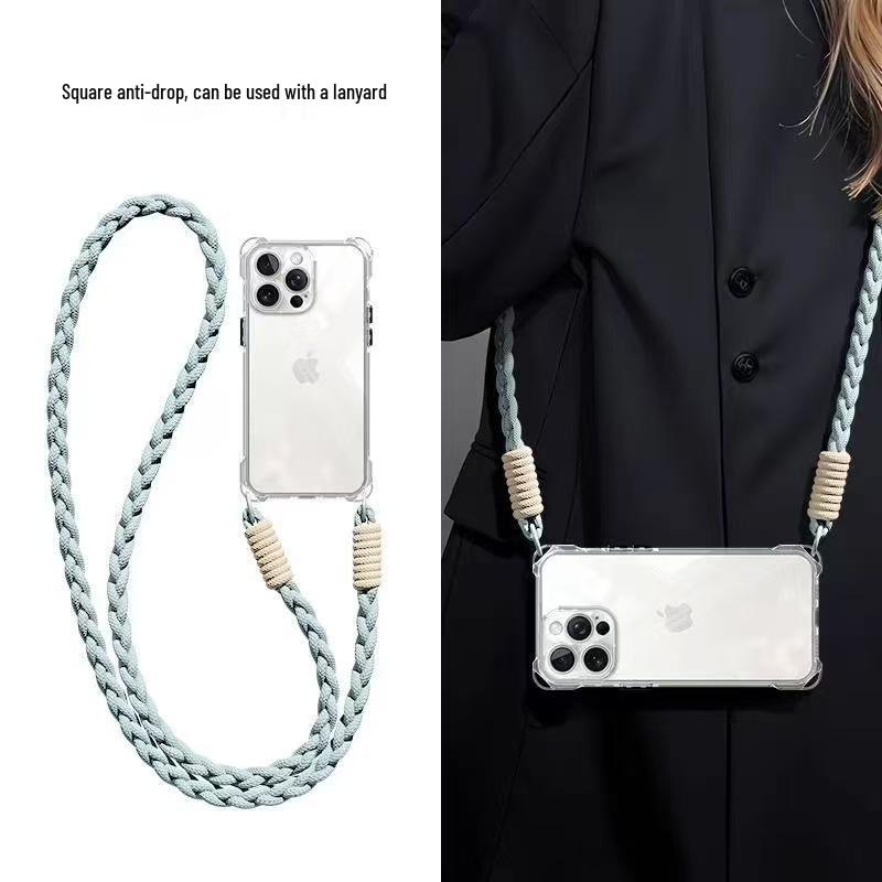 Transparente quadratische Lanyard-Hülle für Apple iPhone 11/13/14/15/16/XR/XS - Vollständige Abdeckung