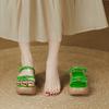 Thick-soled Heightening Roman Sandals for Women's New Summer Outer Wear, One-word with Wedged Muffin, One-pedal Retro Cool Slippers