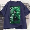 Kamado Tanjiro Tshirt Summer Demon Slayered Trendy Cool Tshirts Male 100 Cotton O Neck Plus Size Top Tees Short Sleeves