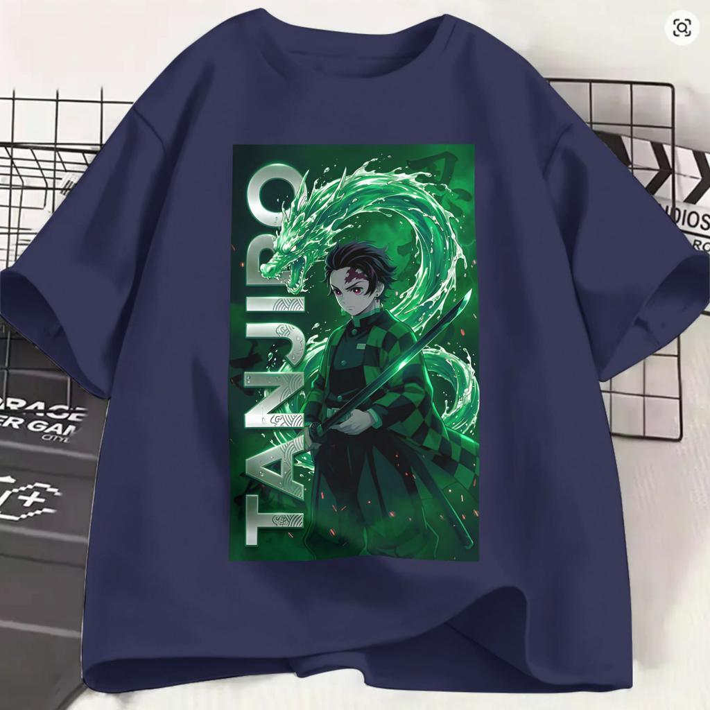 Kamado Tanjiro Tshirt Summer Demon Slayered Trendy Cool Tshirts Male 100 Cotton O Neck Plus Size Top Tees Short Sleeves
