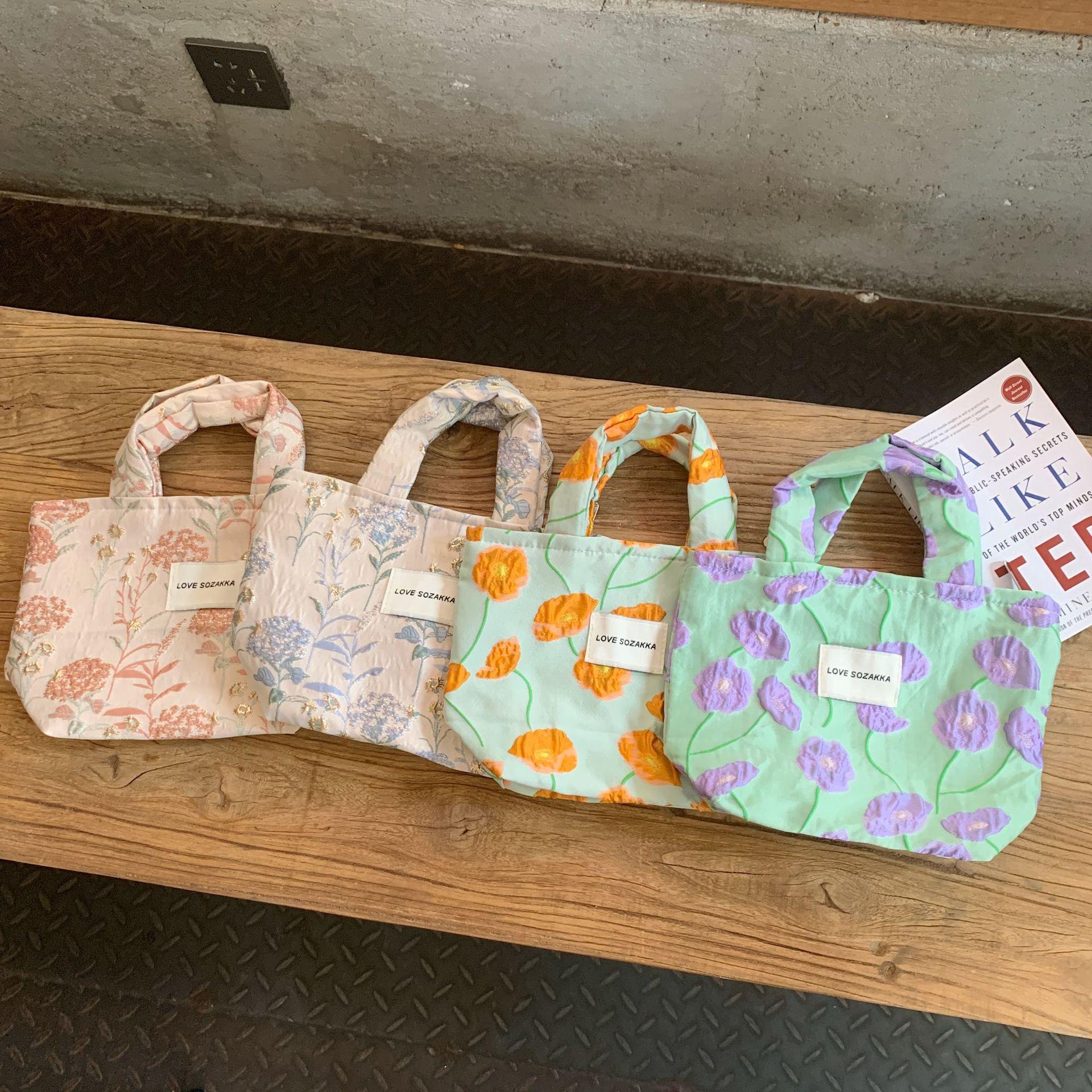 

French Embossed Flower Tote: Women s Portable Handbag & Lunch Bag for Casual Strolls