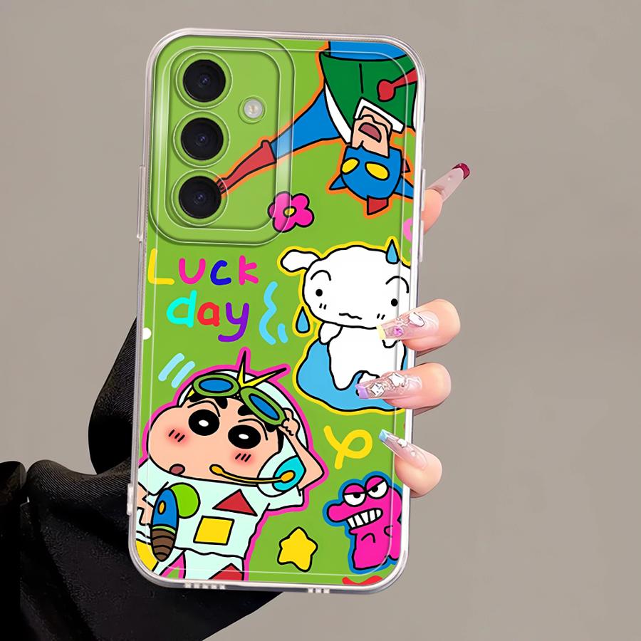 Phone Case for Samsung Galaxy A26 A24 A52 A31 A56 A50 A33 A52 A34 A35 A54 A15 A55 A23 A25 A51 A16 A36 A13 Cute Crayons Shinchans