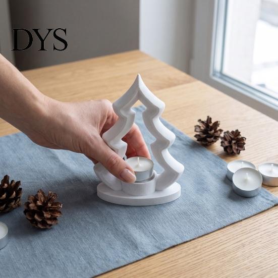 Minimalist Festive Accessory Christmas Tree Candle Holder, 3D Printed Tealight Stand, Rustic Indoor Holiday Ornament Farmhouse Dining Table
