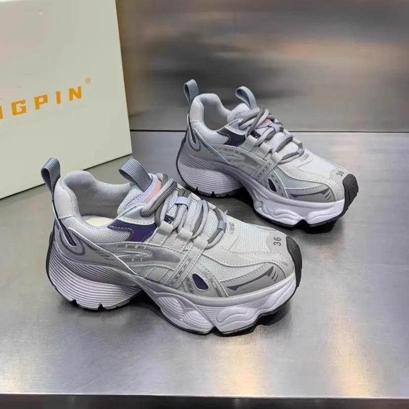 Fashion Women's Dad Shoes High On Platform Mesh Breathable Walking Vulcanized Shoe Korean Daily Routine New In Casual 39 Ladies Footwear