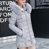 Women Hooded Outwear Warm Coat Long Thick Furry Collar Cotton Slim Jacket