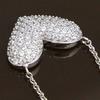 [VINGTAINE] Pave Heart Necklace, Slide Adjuster, Slider Chain, Pave Design, Cute C2-47-G