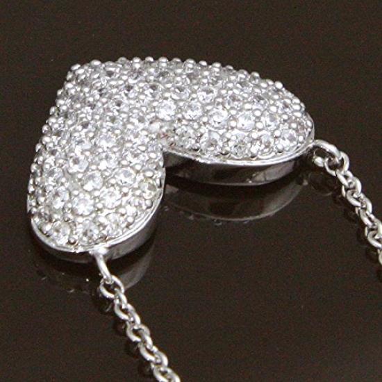 [VINGTAINE] Pave Heart Necklace, Slide Adjuster, Slider Chain, Pave Design, Cute C2-47-G