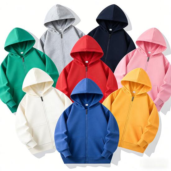 Schulkinder Reißverschluss Hoodie Kapuzenpullover Jacke Kinder Freizeit Outdoor Outfits Jungen Mädchen Oberbekleidung Sportbekleidung 15 Farben