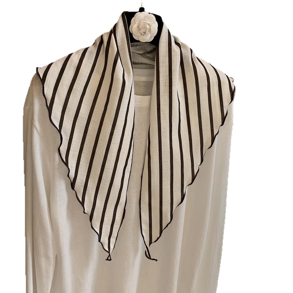 Striped premium outer shawl vertical strip versatile simple triangle scarf with silk scarf shading breathable triangle scarf