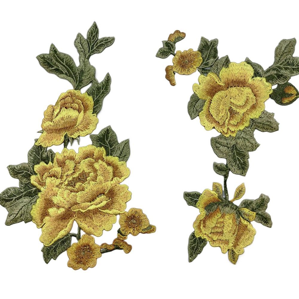 Fashion Elegant Colorful Embroidery Lace Flower Applique 3D Flower DIY Peony Flower Patch Embroidery Patches DIY Clothing