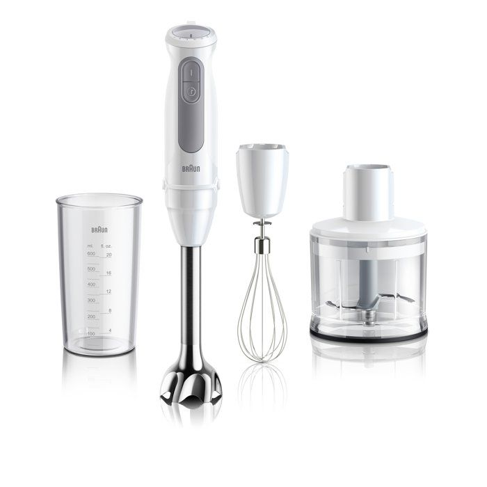Mixeur plongeant - BRAUN - MultiQuick 5 MQ50236M - 1000 W - 21 vitesses - Gobelet 600 ml - Mini hachoir - Fouet - Blanc