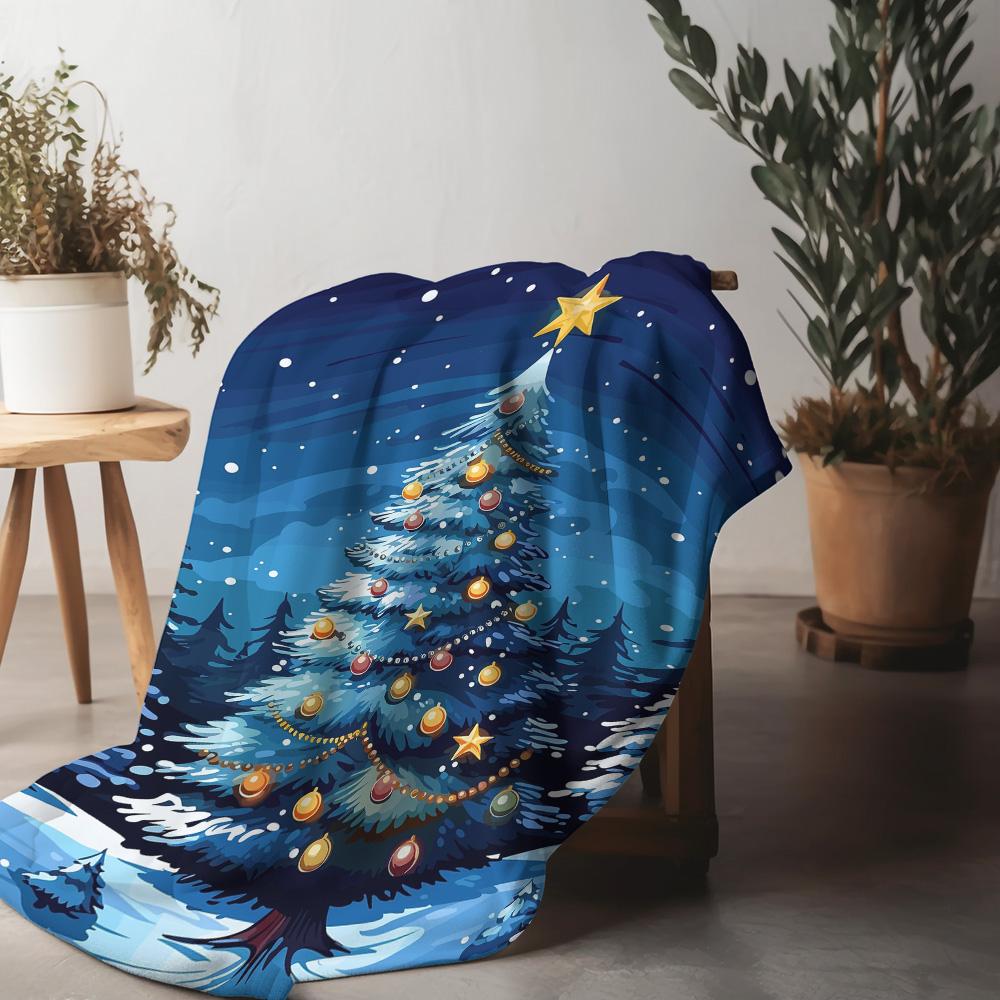 Tuniu Cozy Snowflake Christmas Blanket for Sofa Bed Bedroom Decorative Throw Blanket Soft Warm Cover 75x90cm