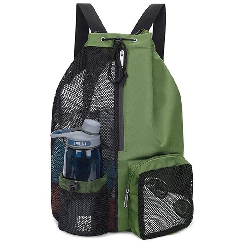 Swim Bag Mesh Drawstring Backpack with Wet Bag Beach Backpack, Gym and Exercise Gear Bag