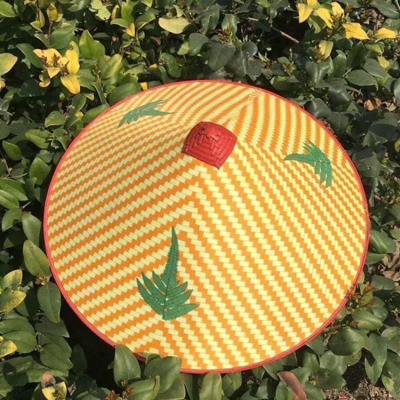 Chinese Retro Style Bamboo Rattan Fisherman Hat Handmade Straw Bucket Hat Sun Protection Lightweight for Picnic Camping