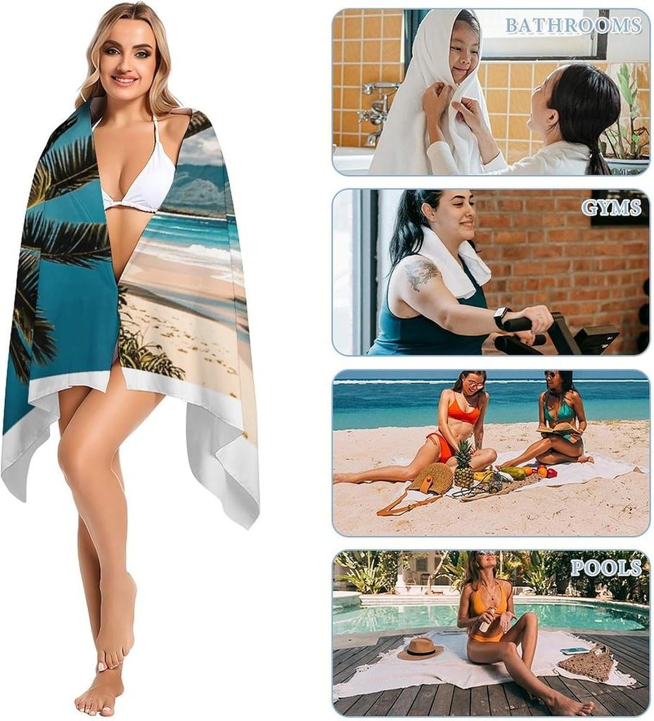 1PC Beach Towel Coconut Tree for Family Friends Gifts Towel Quick-Dry Beach Towel For Yoga Tourism Beach GYM Camping Swimming