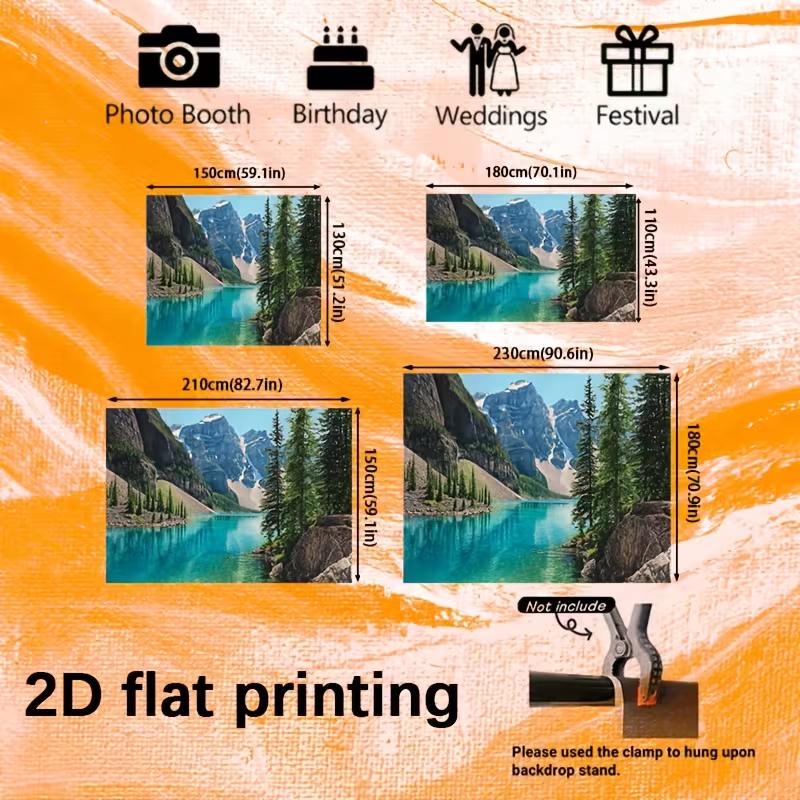 2D Scenic Turquoise Lake Backdrop Mountain Photography Background