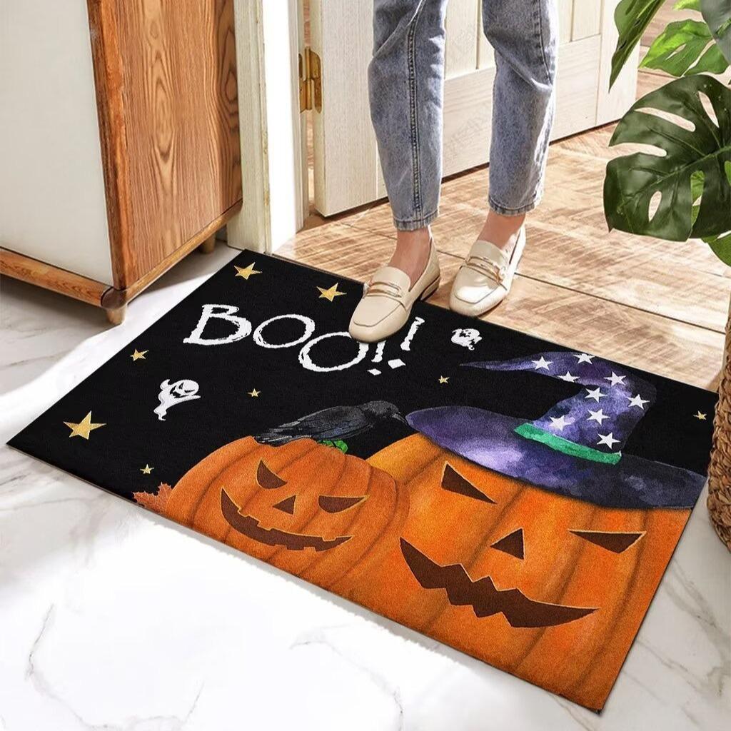 Halloween Jack Pumpkin Carpet Party Festival Living Room Sofa Bedroom Study Kitchen Entrance Door Rug Non-Slip Home Decor Mat