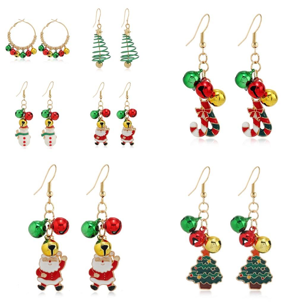 Christmas Tree Snowflake Bell Earrings For Women Holiday Party Decor