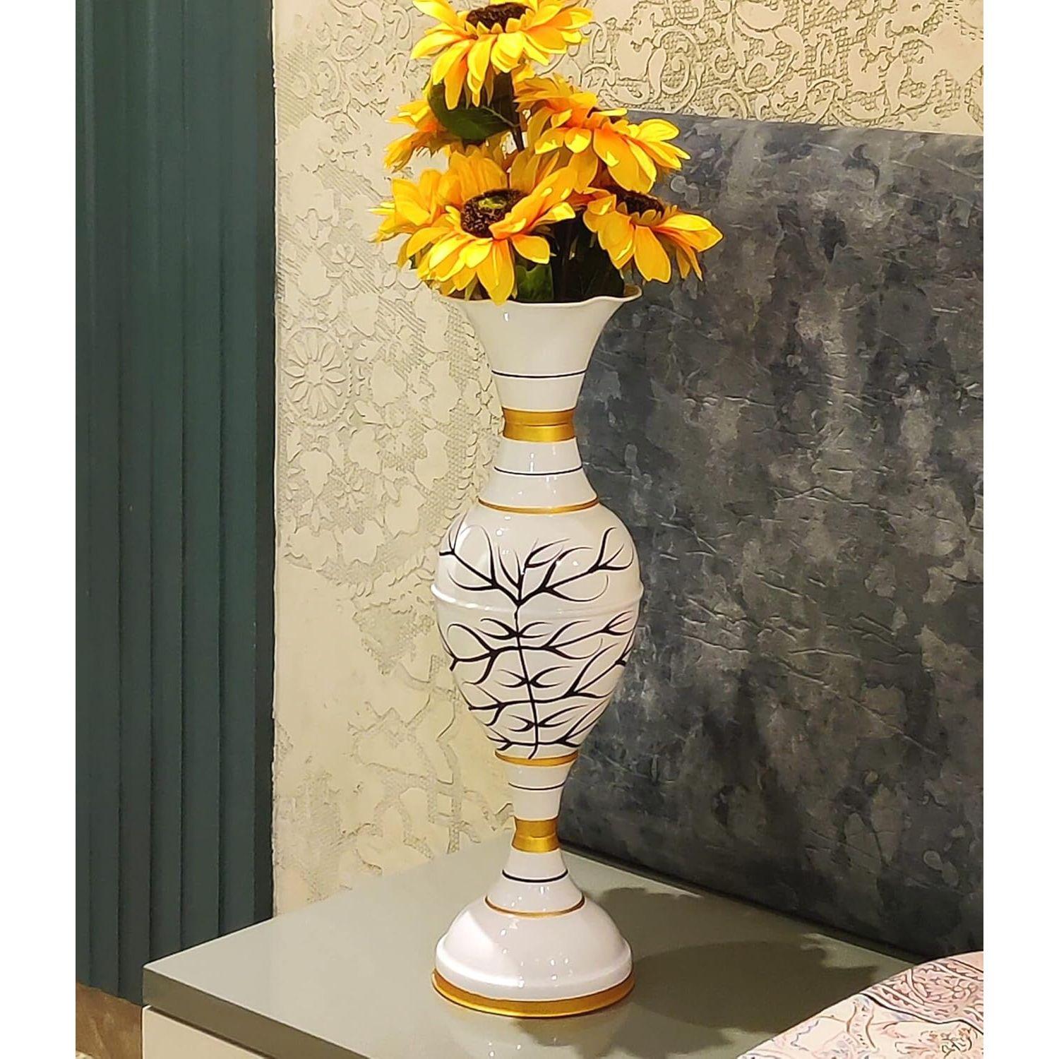 

Большая напольная ваза для цветов для угла гостиной - 24 дюйма - 1 шт. белый