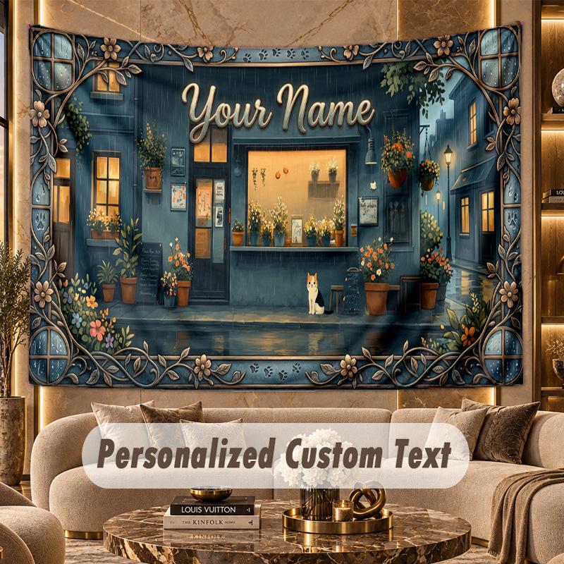 Decorative Artwork (31) Theme Personalized Tapestry Custom Name Text Wall Hanging Tapestry Home Background Decoration