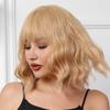Synthetic Hair Yellow Blonde Wigs for Women Short Wavy Curly Wig with Bangs Water Wave Wig Daily Girls Cosplay Halloween Party