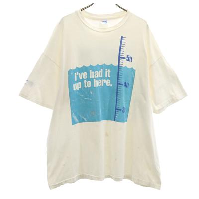 HANES Tricou cu mânecă scurtă, print cu mesaj vechi, Made in USA, anii '90, pentru bărbați, uzat