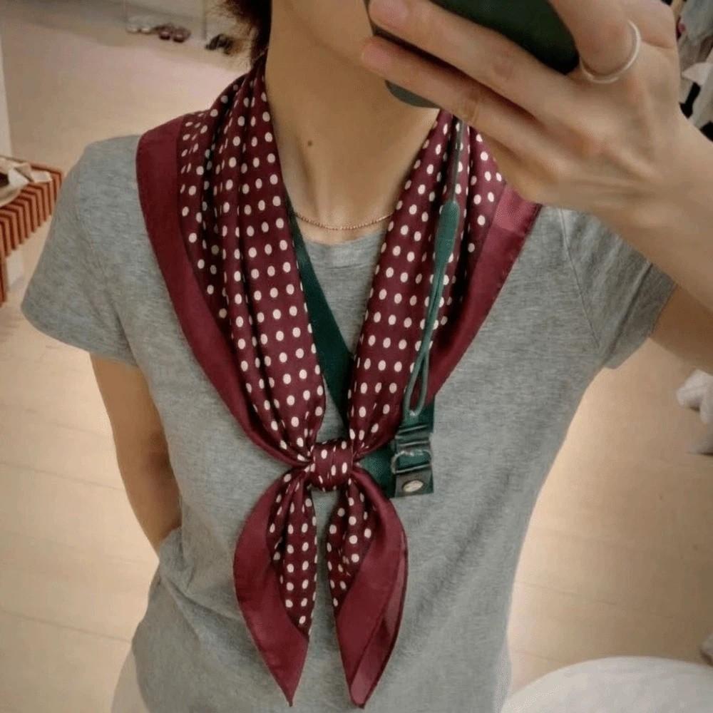 Polyester Polka Dot Head Scarf Elegent Jeans Waist Belt Fashionable Bandana Office Style