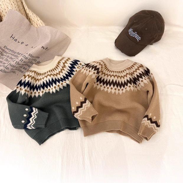 Rundhals Jacquard Strickpullover für Jungen & Mädchen - Winterverdickt für kleine & mittelgroße Kinder 2025