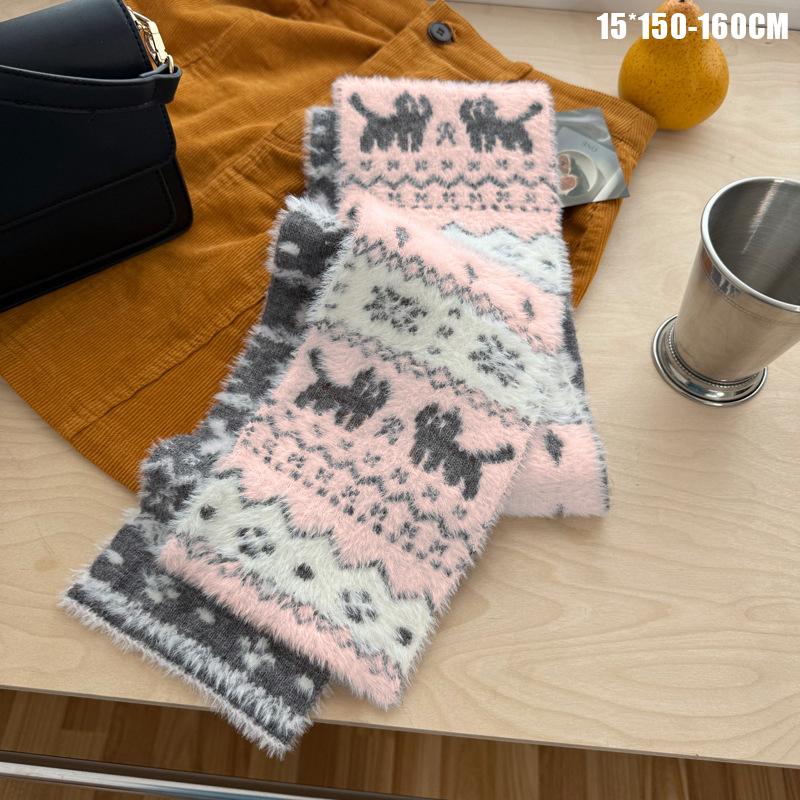 

French-Style Snowflake Jacquard Double-Sided Fair Isle Sweet-Style Thick Winter as the picture